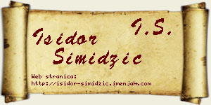 Isidor Simidžić vizit kartica